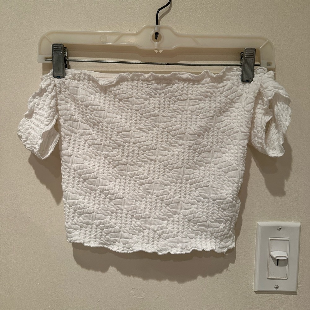 Textured off the shoulder top
